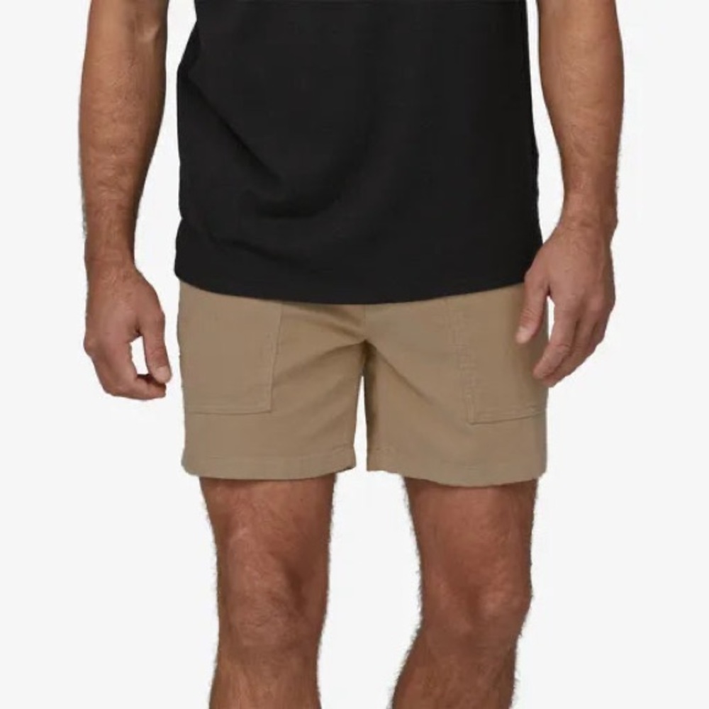 PATAGONIA Men's Dark Khaki Flat Front Hiking Shorts Duck Canvas